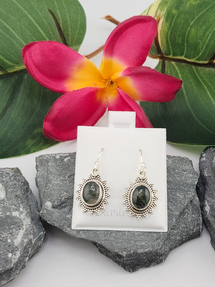 Moss Agate Dangle Earrings