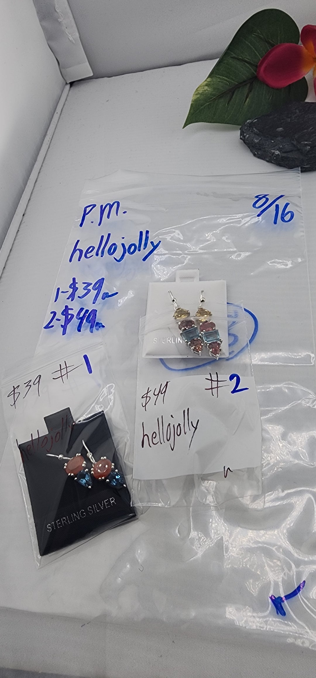 PM SHOW 48HR - RESERVED FOR: hellojolly - 8/16/2025 FL tiktok Live Show - 2 Sterling Silver Items