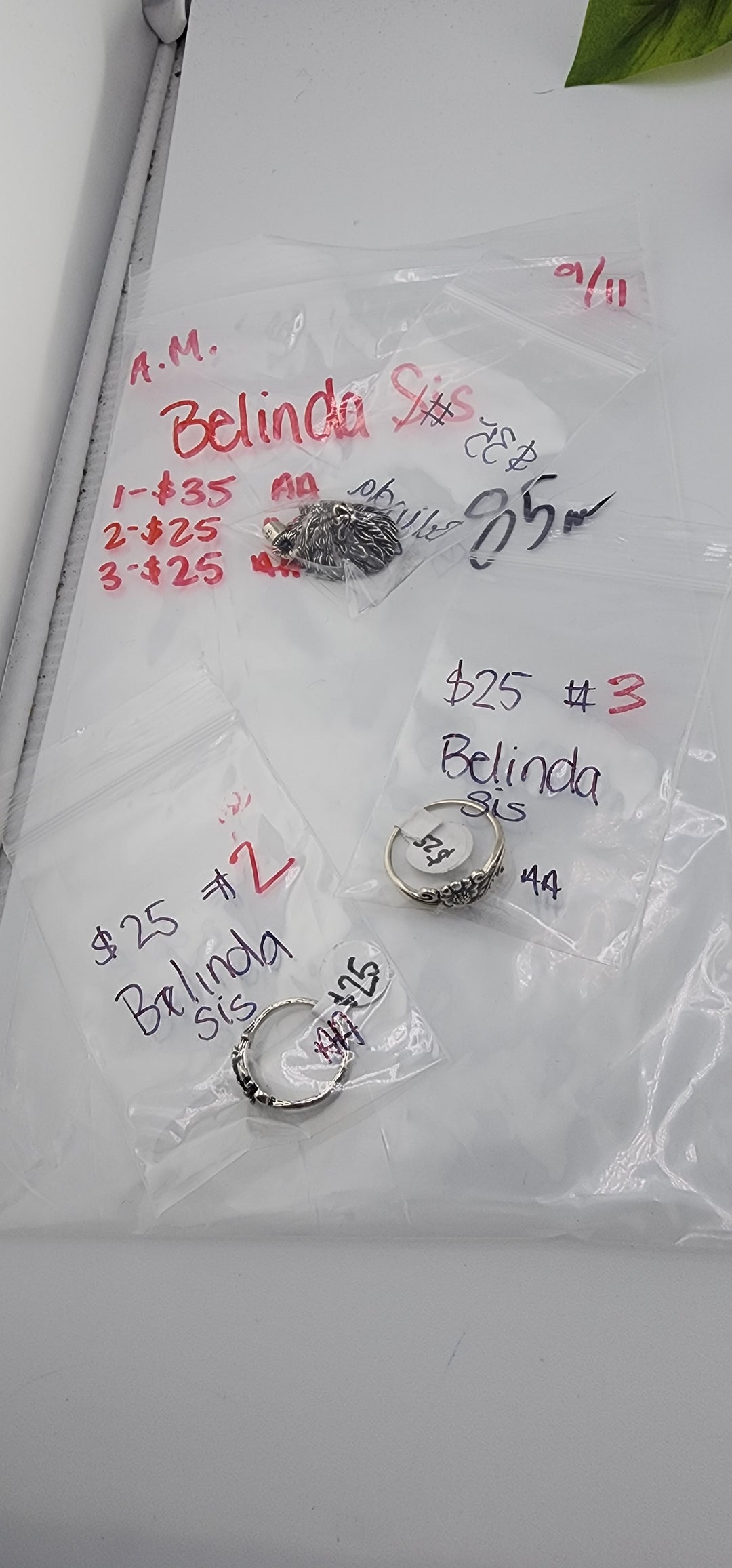 AM SHOW 48HR - RESERVED FOR: Belinda sis - 9/11/2025 FL tiktok Live Show - 3 Sterling Silver Items