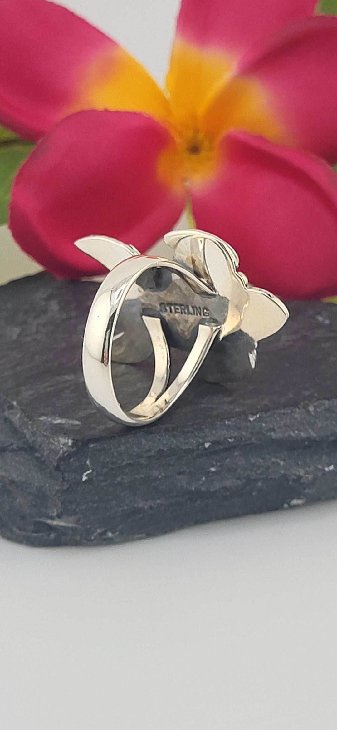 Turquoise and 925 Sterling Silver Turtle Ring Size 8