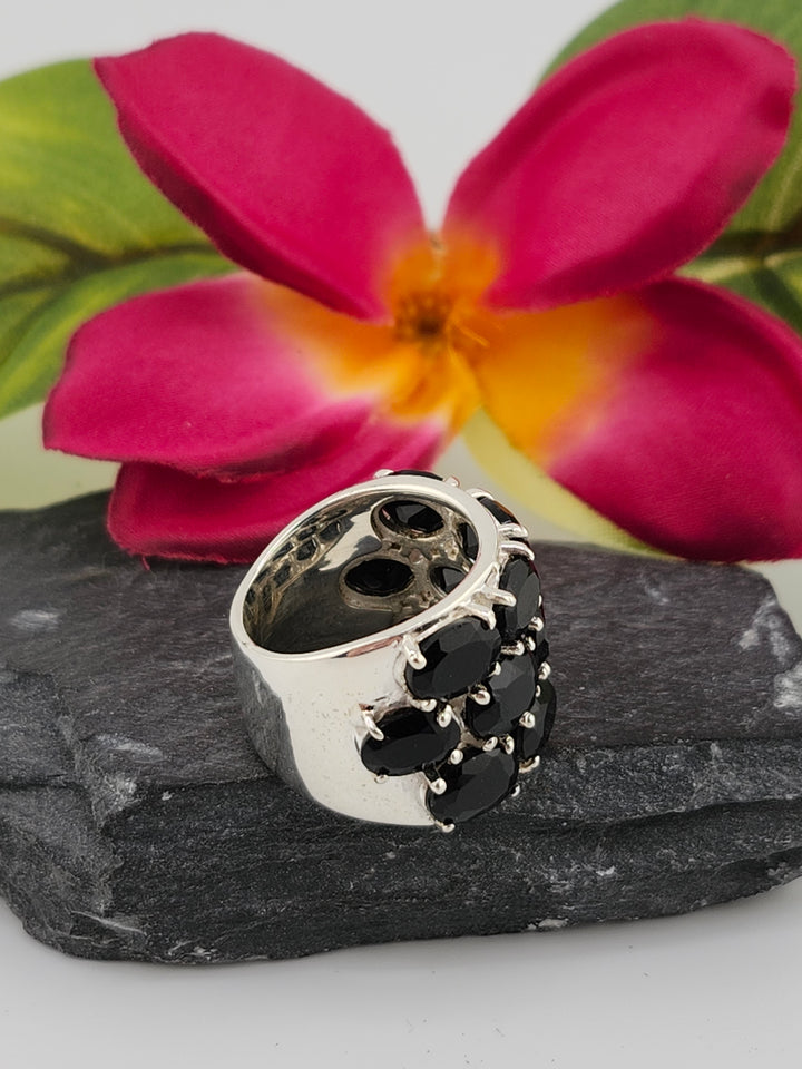 Black Onyx Cluster Ring Size 5
