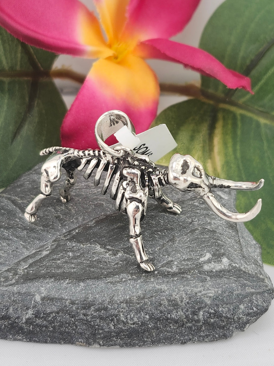 Designer SOMS 925 Sterling Silver Mammoth Skeleton Pendant
