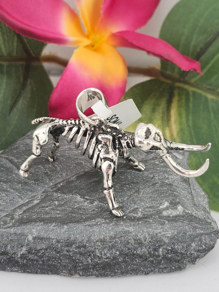 Designer SOMS 925 Sterling Silver Mammoth Skeleton Pendant