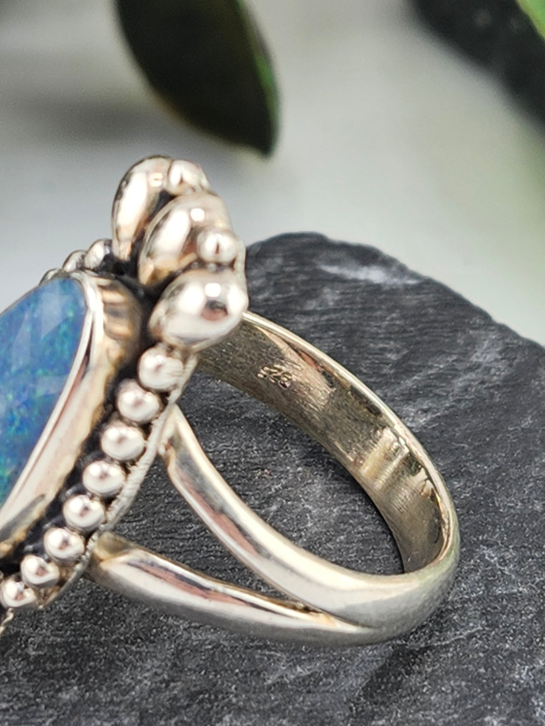 Australian Opal Doublet and 925 Sterling Silver Ring - Size 9.25